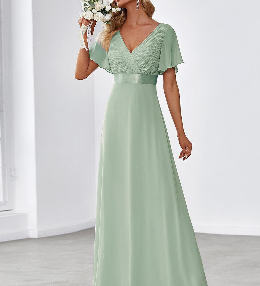 ever MONICA|Robe de soirée de mariage élégante en mousseline taille haute