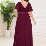 ever MONICA|Robe de soirée de mariage élégante en mousseline taille haute