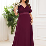 ever MONICA|Robe de soirée de mariage élégante en mousseline taille haute