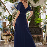 ever MONICA|Robe de soirée de mariage élégante en mousseline taille haute