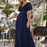 ever MONICA|Robe de soirée de mariage élégante en mousseline taille haute