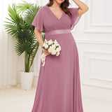 ever MONICA|Robe de soirée de mariage élégante en mousseline taille haute