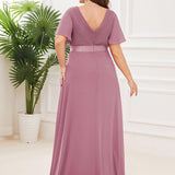 ever MONICA|Robe de soirée de mariage élégante en mousseline taille haute