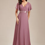 ever MONICA|Robe de soirée de mariage élégante en mousseline taille haute