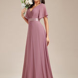 ever MONICA|Robe de soirée de mariage élégante en mousseline taille haute