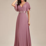 ever MONICA|Robe de soirée de mariage élégante en mousseline taille haute