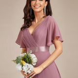 ever MONICA|Robe de soirée de mariage élégante en mousseline taille haute