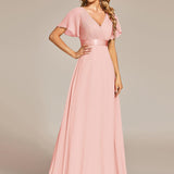 ever MONICA|Robe de soirée de mariage élégante en mousseline taille haute