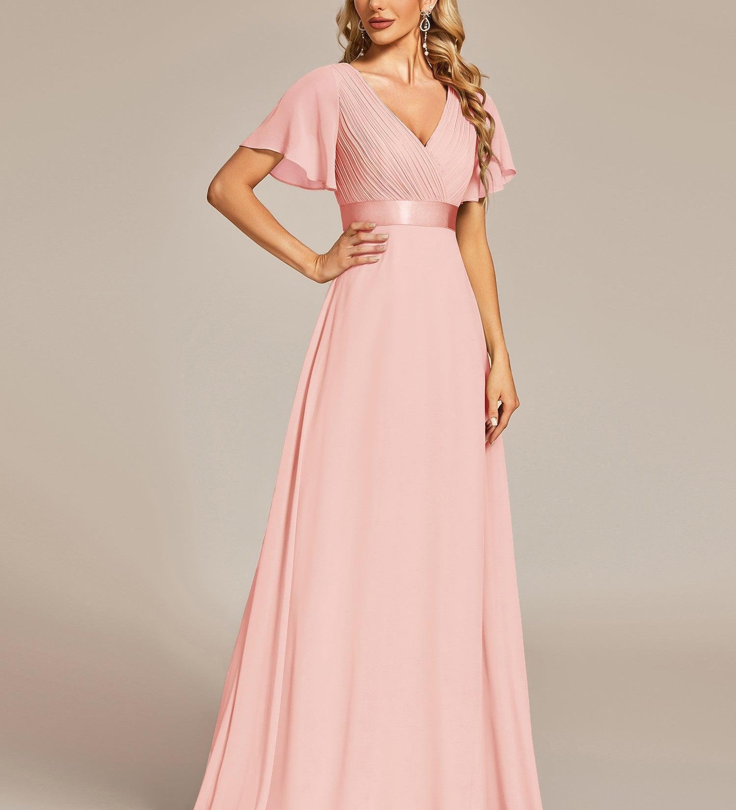 ever MONICA|Robe de soirée de mariage élégante en mousseline taille haute