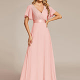 ever MONICA|Robe de soirée de mariage élégante en mousseline taille haute