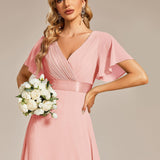 ever MONICA|Robe de soirée de mariage élégante en mousseline taille haute