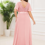 ever MONICA|Robe de soirée de mariage élégante en mousseline taille haute