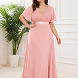ever MONICA|Robe de soirée de mariage élégante en mousseline taille haute