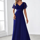 ever MONICA|Robe de soirée de mariage élégante en mousseline taille haute