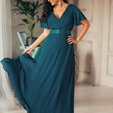 ever MONICA|Robe de soirée de mariage élégante en mousseline taille haute