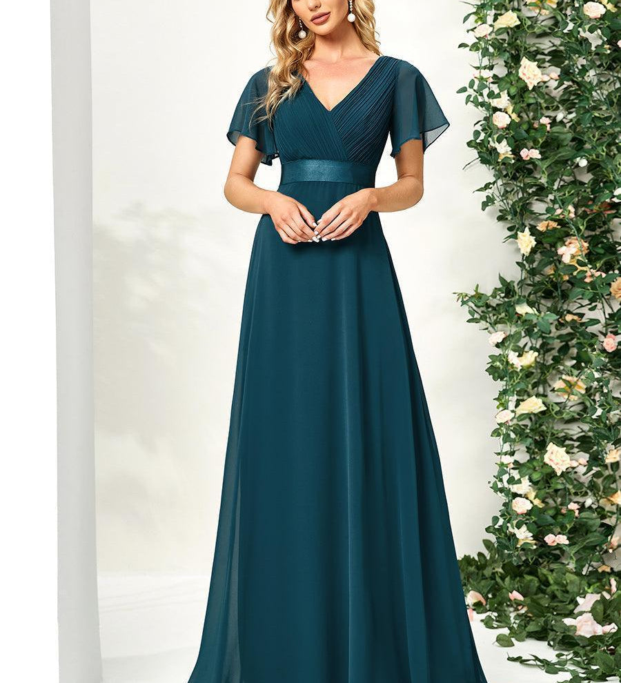 ever MONICA|Robe de soirée de mariage élégante en mousseline taille haute