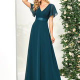 ever MONICA|Robe de soirée de mariage élégante en mousseline taille haute