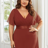 ever MONICA|Robe de soirée de mariage élégante en mousseline taille haute