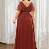 ever MONICA|Robe de soirée de mariage élégante en mousseline taille haute