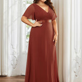 ever MONICA|Robe de soirée de mariage élégante en mousseline taille haute