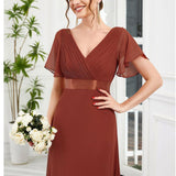 ever MONICA|Robe de soirée de mariage élégante en mousseline taille haute