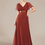 ever MONICA|Robe de soirée de mariage élégante en mousseline taille haute
