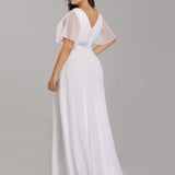 ever MONICA|Robe de soirée de mariage élégante en mousseline taille haute