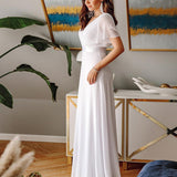 ever MONICA|Robe de soirée de mariage élégante en mousseline taille haute