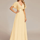 ever MONICA|Robe de soirée de mariage élégante en mousseline taille haute