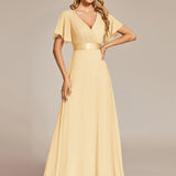 ever MONICA|Robe de soirée de mariage élégante en mousseline taille haute