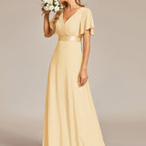 ever MONICA|Robe de soirée de mariage élégante en mousseline taille haute