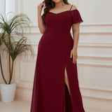 ever REYA|Robe de soirée Fendue à épaules dénudées Encolure en V