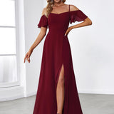 ever REYA|Robe de soirée Fendue à épaules dénudées Encolure en V