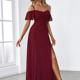 ever REYA|Robe de soirée Fendue à épaules dénudées Encolure en V
