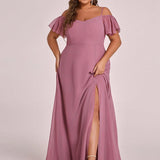 ever REYA|Robe de soirée Fendue à épaules dénudées Encolure en V