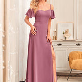 ever REYA|Robe de soirée Fendue à épaules dénudées Encolure en V