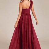 ever CLOE|Robe de soirée asymétrique en tulle à appliqués et fente haute