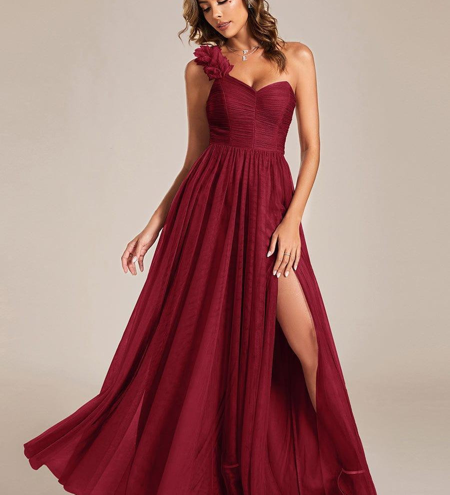 ever CLOE|Robe de soirée asymétrique en tulle à appliqués et fente haute