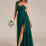 ever CLOE|Robe de soirée asymétrique en tulle à appliqués et fente haute