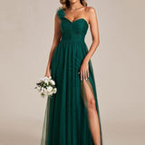 ever CLOE|Robe de soirée asymétrique en tulle à appliqués et fente haute