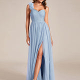 ever CLOE|Robe de soirée asymétrique en tulle à appliqués et fente haute