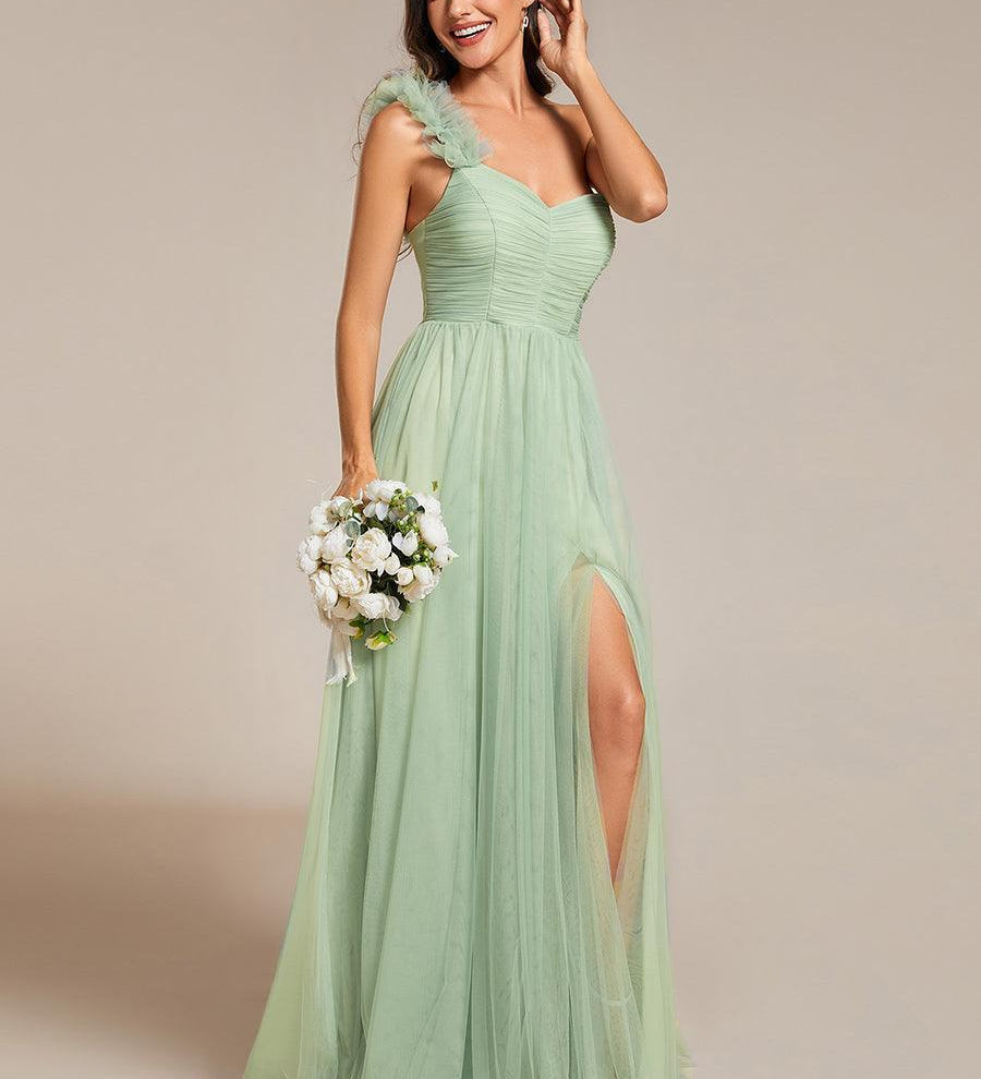 ever CLOE|Robe de soirée asymétrique en tulle à appliqués et fente haute