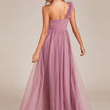 ever CLOE|Robe de soirée asymétrique en tulle à appliqués et fente haute