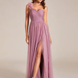 ever CLOE|Robe de soirée asymétrique en tulle à appliqués et fente haute
