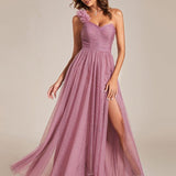 ever CLOE|Robe de soirée asymétrique en tulle à appliqués et fente haute