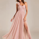 ever CLOE|Robe de soirée asymétrique en tulle à appliqués et fente haute