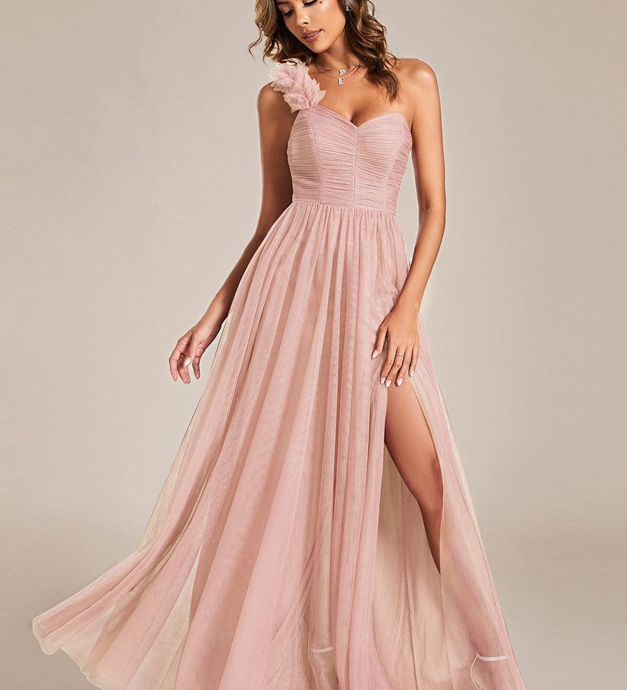 ever CLOE|Robe de soirée asymétrique en tulle à appliqués et fente haute