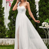 ever CLOE|Robe de soirée asymétrique en tulle à appliqués et fente haute