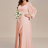 ever IVORY|Robe invitée mariage à manches fendues et dos nu