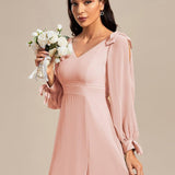 ever IVORY|Robe invitée mariage à manches fendues et dos nu